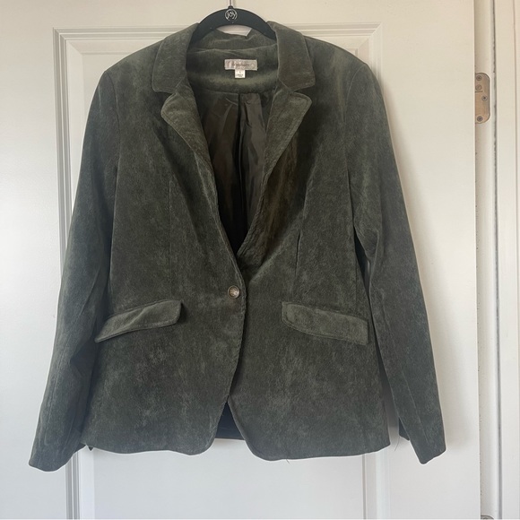 Dressbarn olive green corduroy blazer with pockets size Large western - Picture 1 of 7